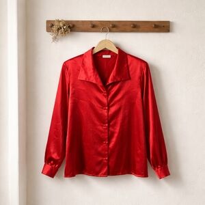 Elegant Red Satin Blouse
